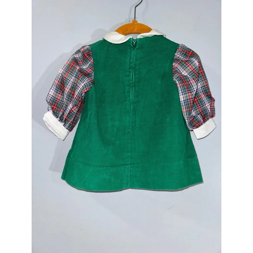 Betti Terell by Johnston vintage green corduroy circus elephant‎ dress 6-9 mths